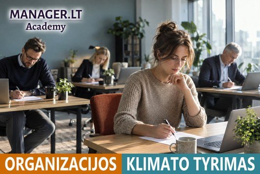 Darbuotojai atskirai pildo anonimine organizacijos klimato tyrimo anketa sviesiame biure